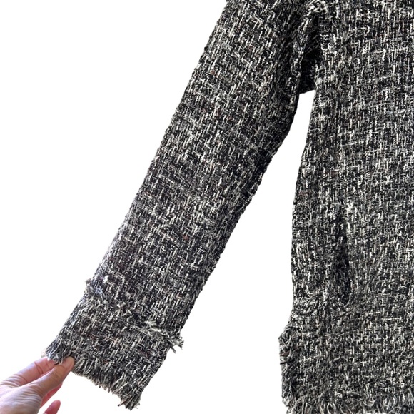 Apparis Misty Tweed shacket Medium black noir shirt jacket eco friendly poly NWT - Picture 8 of 15